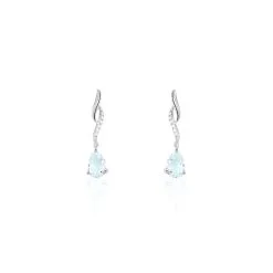Histoire D'Or Boucles D'oreilles Pendantes Assaf Or Blanc Topaze Et Oxyde