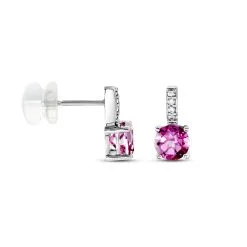 Histoire D'Or Boucles D'oreilles Puces Noora Or Blanc Topaze Rose Oxyde De Zirconium -Boucles d'oreilles Bracelet Soldes B3OFBTS005 view1