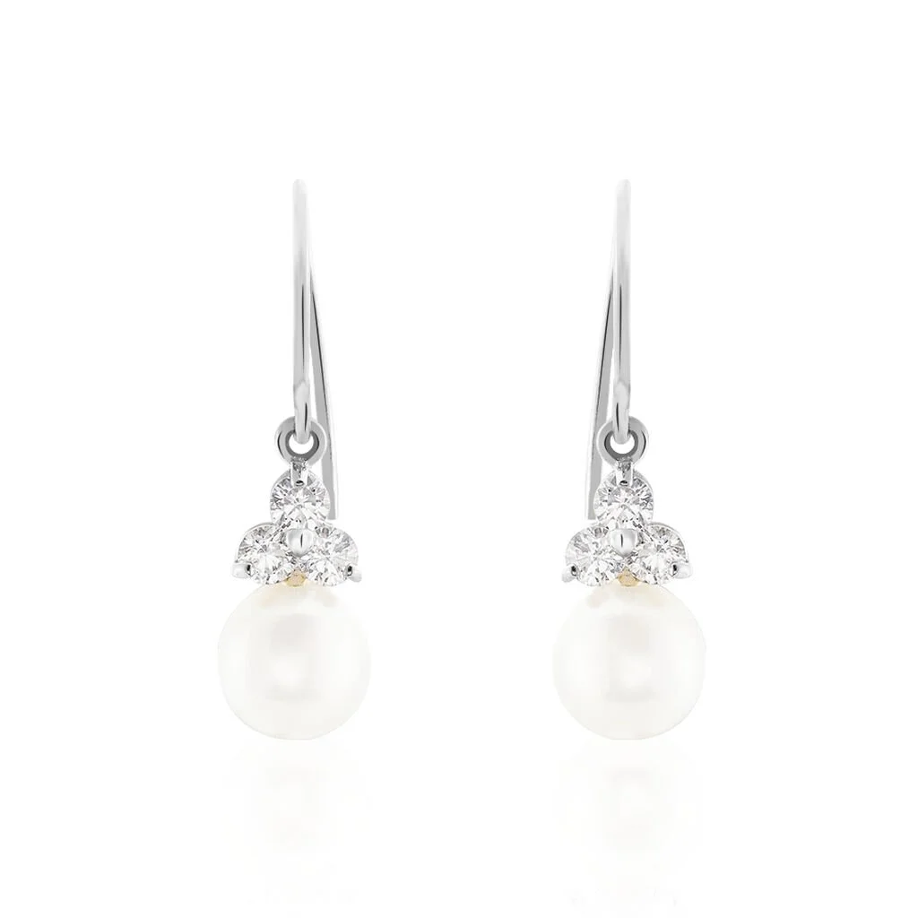 Histoire D'Or Boucles D'oreilles Pendantes Taissia Or Blanc Perle Culture Et Oxyde 3 Histoire D'Or Boucles D'oreilles Pendantes Taissia Or Blanc Perle Culture Et Oxyde