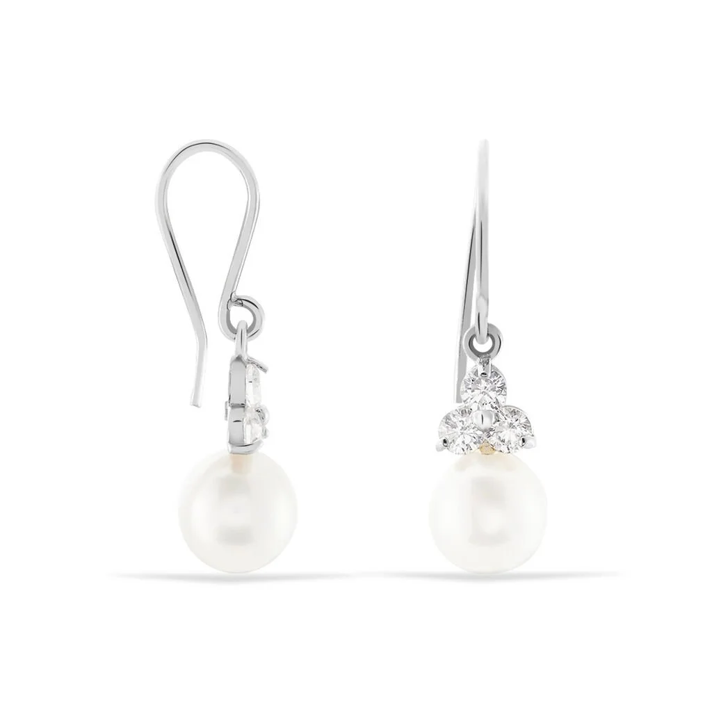 Histoire D'Or Boucles D'oreilles Pendantes Taissia Or Blanc Perle Culture Et Oxyde 4 Histoire D'Or Boucles D'oreilles Pendantes Taissia Or Blanc Perle Culture Et Oxyde – Image 2