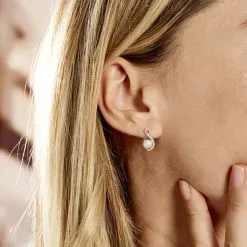 Histoire D'Or Boucles D'oreilles Davy Or Blanc Perle De Culture Oxyde -Boucles d'oreilles Bracelet Soldes B3OFBU2105 model1