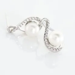 Histoire D'Or Boucles D'oreilles Davy Or Blanc Perle De Culture Oxyde -Boucles d'oreilles Bracelet Soldes B3OFBU2105 view2