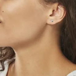 Histoire D'Or Boucles D'oreilles Puces Bartholomee Papillon Or Blanc -Boucles d'oreilles Bracelet Soldes B3OFBW0132 model0