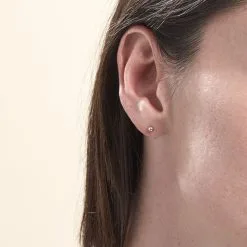 Histoire D'Or Boucles D'oreilles Puces Or Blanc Fidelia -Boucles d'oreilles Bracelet Soldes B3OFBW0278 model0