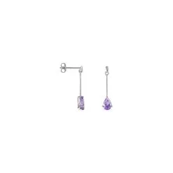 Histoire D'Or Boucles D'oreilles Pendantes Goutte Or Blanc Amethyste -Boucles d'oreilles Bracelet Soldes B3OFBYI021 view1
