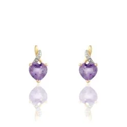 Histoire D'Or Boucles D'oreilles Or Jaune Clothilde Amethystes Oxydes