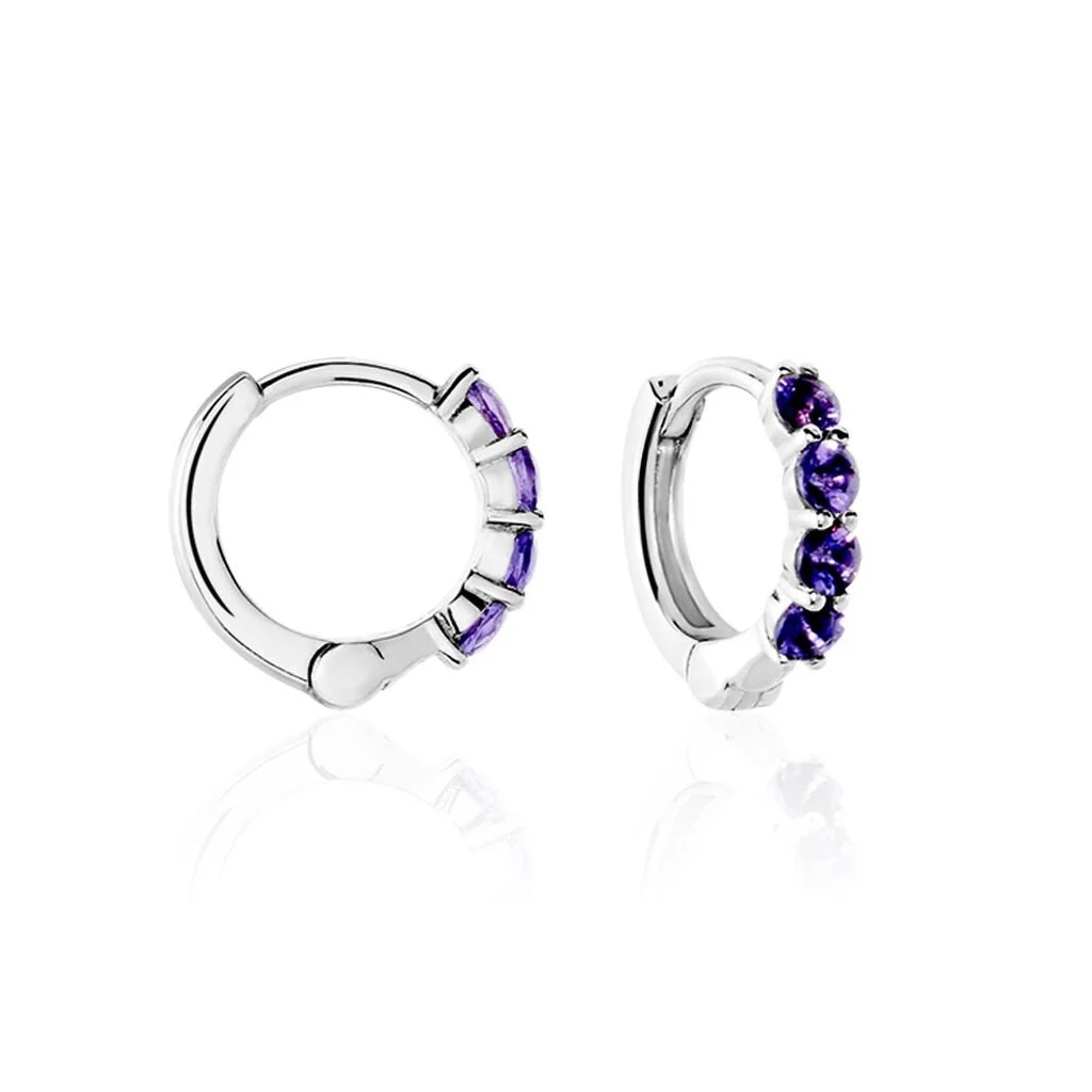 Histoire D'Or Créoles Leatrice Or Blanc Amethyste Violet 3 Histoire D'Or Créoles Leatrice Or Blanc Amethyste Violet