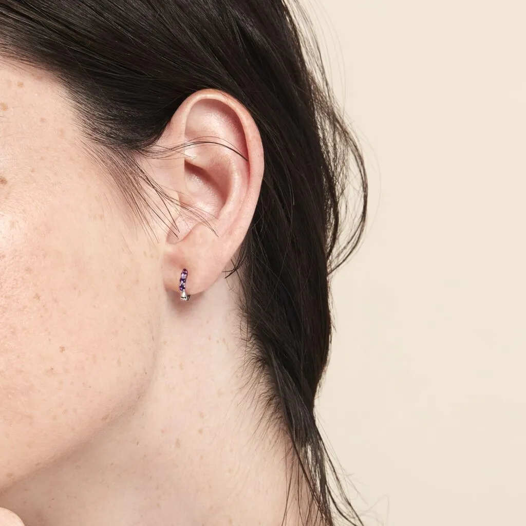 Histoire D'Or Créoles Leatrice Or Blanc Amethyste Violet 6 Histoire D'Or Créoles Leatrice Or Blanc Amethyste Violet – Image 4