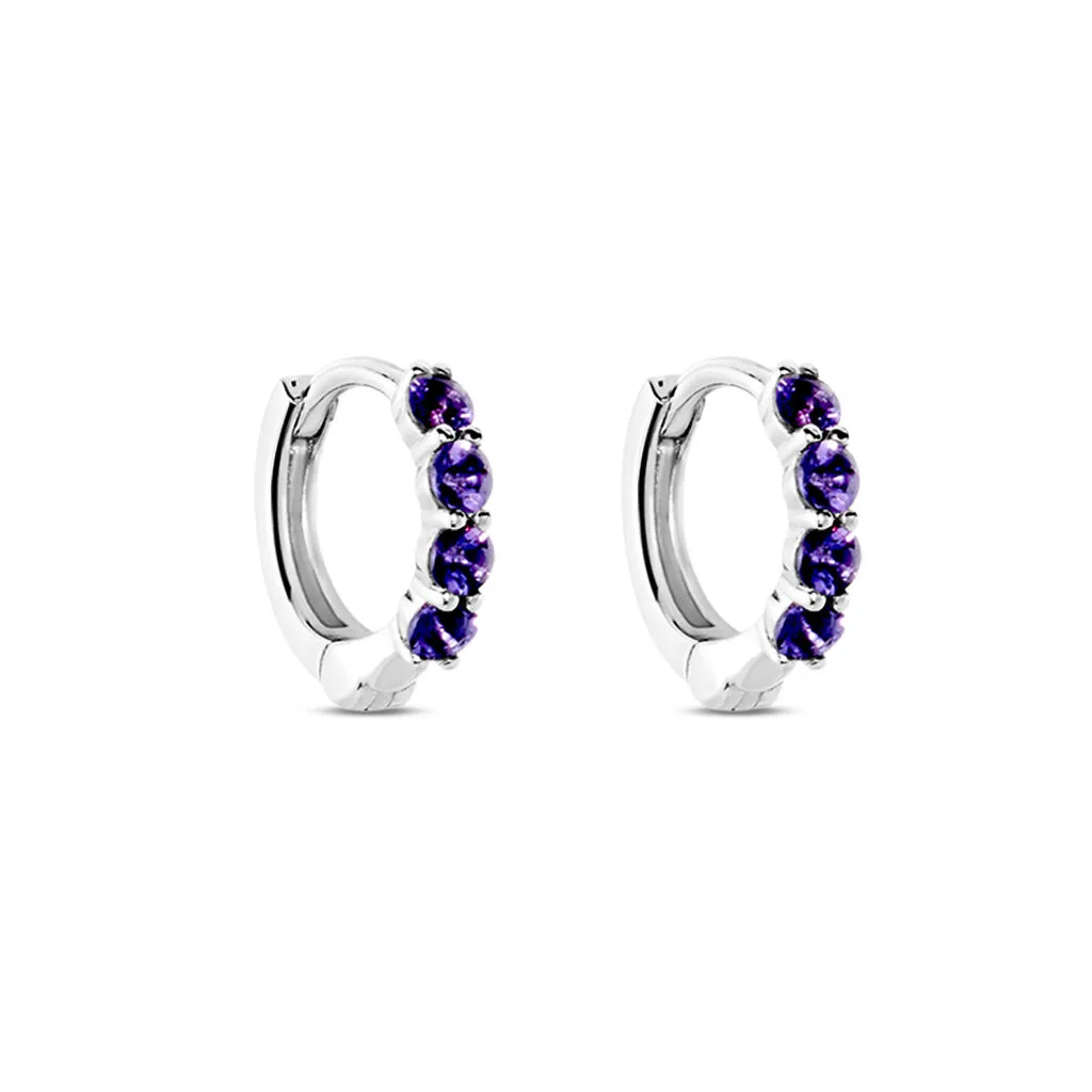 Histoire D'Or Créoles Leatrice Or Blanc Amethyste Violet 4 Histoire D'Or Créoles Leatrice Or Blanc Amethyste Violet – Image 2