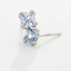 Histoire D'Or Boucles D'oreilles Puces Doreen Carre Or Blanc Oxyde De Zirconium -Boucles d'oreilles Bracelet Soldes B3OFBZB001 view2