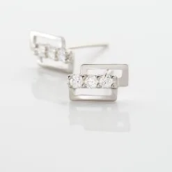 Histoire D'Or Boucles D'oreilles Puces Youssa Barrettes Or Blanc Oxyde De Zirconium -Boucles d'oreilles Bracelet Soldes B3OFBZW029 view2