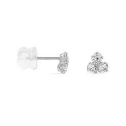 Histoire D'Or Boucles D'oreilles Puces Eleanor Fleur Or Blanc Oxyde De Zirconium -Boucles d'oreilles Bracelet Soldes B3OFBZW035 view1