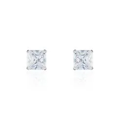 Histoire D'Or Boucles D'oreilles Puces Doreen Carre Or Blanc Oxyde De Zirconium