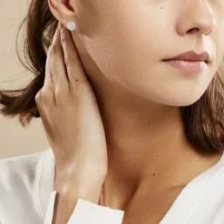 Histoire D'Or Boucles D'oreilles Puces Classic Or Blanc Oxyde De Zirconium -Boucles d'oreilles Bracelet Soldes B3OFBZW254 model0