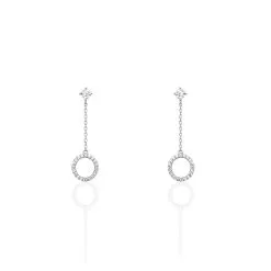Histoire D'Or Boucles D'oreilles Pendantes Lim Or Blanc Oxyde De Zirconium
