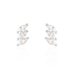 Histoire D'Or Boucles D'oreilles Puces Edma Or Blanc Oxyde De Zirconium