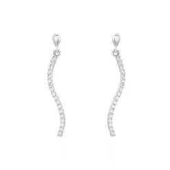 Histoire D'Or Boucles D'oreilles Pendantes Torsade Or Blanc Oxyde De Zirconium