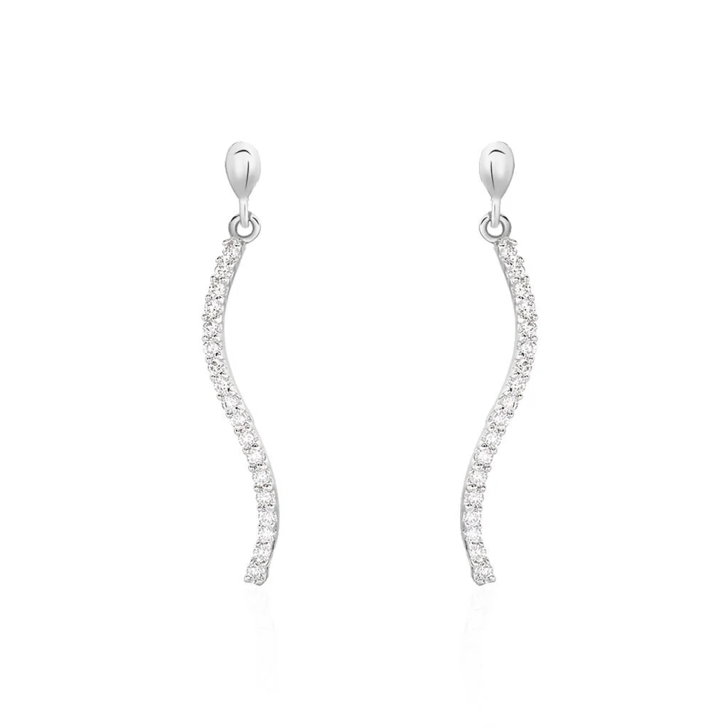 Histoire D'Or Boucles D'oreilles Pendantes Torsade Or Blanc Oxyde De Zirconium 3 Histoire D'Or Boucles D'oreilles Pendantes Torsade Or Blanc Oxyde De Zirconium