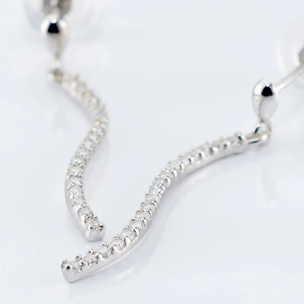 Histoire D'Or Boucles D'oreilles Pendantes Torsade Or Blanc Oxyde De Zirconium 5 Histoire D'Or Boucles D'oreilles Pendantes Torsade Or Blanc Oxyde De Zirconium – Image 3