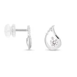 Histoire D'Or Boucles D'oreilles Puces Helie Goutte Or Blanc Oxyde De Zirconium -Boucles d'oreilles Bracelet Soldes B3OFBZW398 view1
