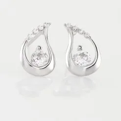 Histoire D'Or Boucles D'oreilles Puces Helie Goutte Or Blanc Oxyde De Zirconium -Boucles d'oreilles Bracelet Soldes B3OFBZW398 view2