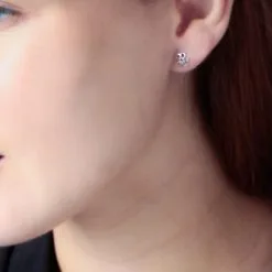 Histoire D'Or Boucles D'oreilles Puces Philine Fleur Or Blanc Oxyde De Zirconium -Boucles d'oreilles Bracelet Soldes B3OFBZW400 model0