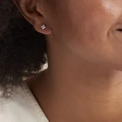 Histoire D'Or Boucles D'oreilles Puces Winter Flower Or Blanc Oxyde De Zirconium -Boucles d'oreilles Bracelet Soldes B3OFBZW452 model0