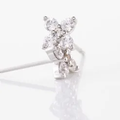 Histoire D'Or Boucles D'oreilles Puces Winter Flower Or Blanc Oxyde De Zirconium -Boucles d'oreilles Bracelet Soldes B3OFBZW452 view2