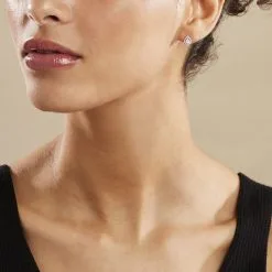 Histoire D'Or Boucles D'oreilles Puces Hildana Or Blanc Oxyde De Zirconium -Boucles d'oreilles Bracelet Soldes B3OFBZW480 model0