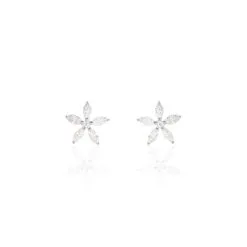 Histoire D'Or Boucles D'oreilles Puces Horcia Or Blanc Oxyde De Zirconium