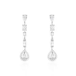Histoire D'Or Boucles D'oreilles Pendantes Candia Or Blanc Oxyde De Zirconium