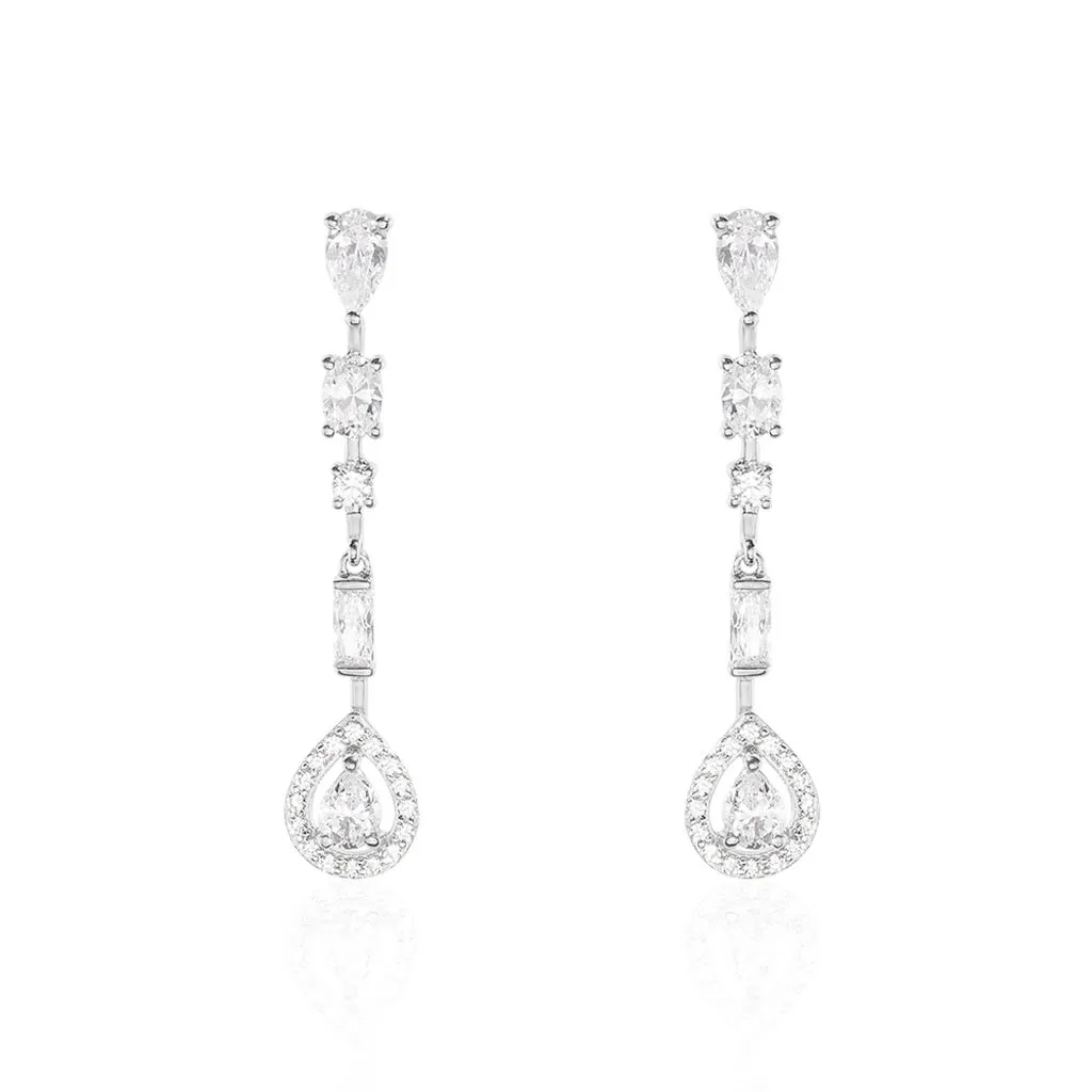 Histoire D'Or Boucles D'oreilles Pendantes Candia Or Blanc Oxyde De Zirconium 3 Histoire D'Or Boucles D'oreilles Pendantes Candia Or Blanc Oxyde De Zirconium