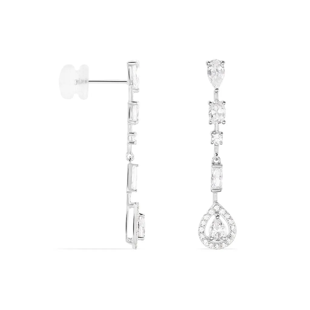 Histoire D'Or Boucles D'oreilles Pendantes Candia Or Blanc Oxyde De Zirconium 4 Histoire D'Or Boucles D'oreilles Pendantes Candia Or Blanc Oxyde De Zirconium – Image 2