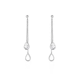 Histoire D'Or Boucles D'oreilles Pendantes Emerika Or Blanc Oxyde De Zirconium
