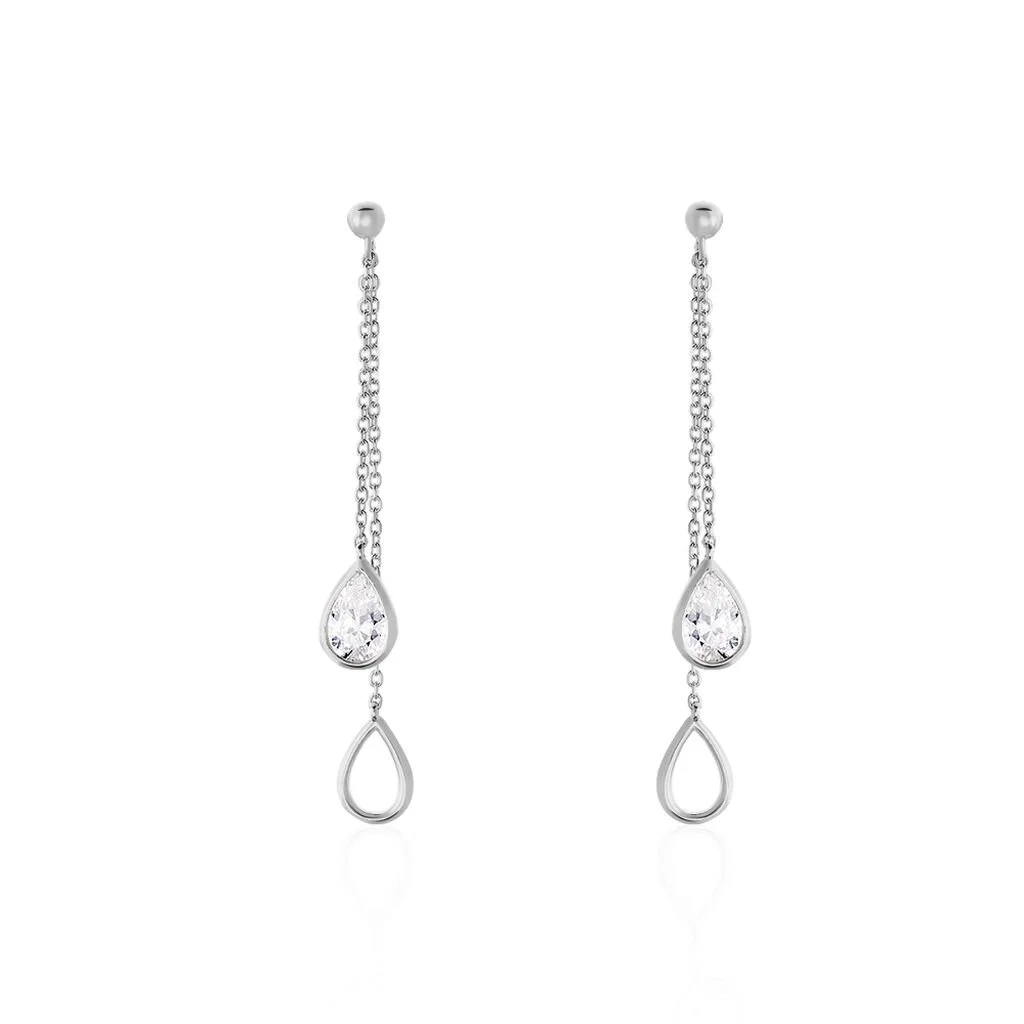 Histoire D'Or Boucles D'oreilles Pendantes Emerika Or Blanc Oxyde De Zirconium 3 Histoire D'Or Boucles D'oreilles Pendantes Emerika Or Blanc Oxyde De Zirconium