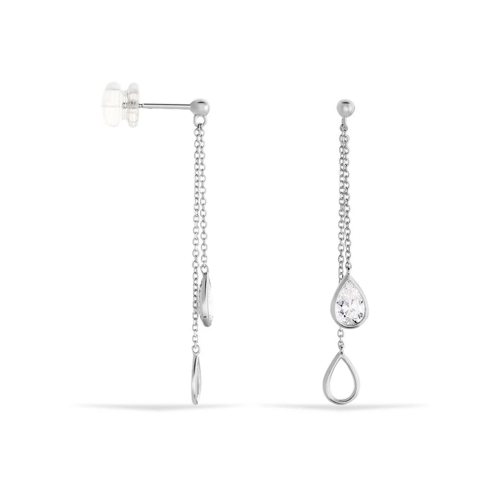 Histoire D'Or Boucles D'oreilles Pendantes Emerika Or Blanc Oxyde De Zirconium 4 Histoire D'Or Boucles D'oreilles Pendantes Emerika Or Blanc Oxyde De Zirconium – Image 2
