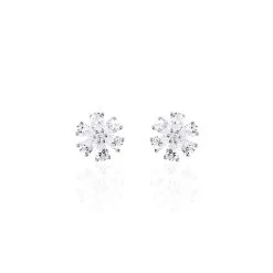 Histoire D'Or Boucles D'oreilles Puces Maelane Or Blanc Oxyde De Zirconium
