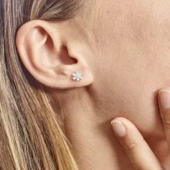 Histoire D'Or Boucles D'oreilles Puces Maelane Or Blanc Oxyde De Zirconium -Boucles d'oreilles Bracelet Soldes B3OFBZW577 model0