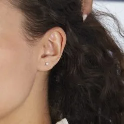 Histoire D'Or Boucles D'oreilles Puces Or Blanc Oxyde De Zirconium -Boucles d'oreilles Bracelet Soldes B3OFBZW614 model0