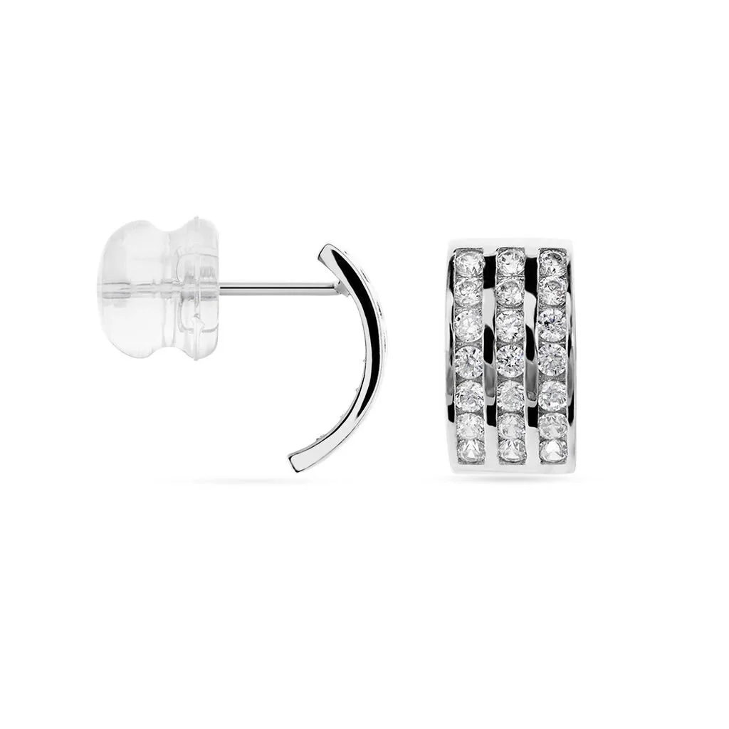 Histoire D'Or Demi Créoles Or Blanc Jacobea Oxyde De Zirconium 4 Histoire D'Or Demi Créoles Or Blanc Jacobea Oxyde De Zirconium – Image 2