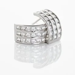 Histoire D'Or Demi Créoles Or Blanc Jacobea Oxyde De Zirconium 8 Histoire D'Or Demi Créoles Or Blanc Jacobea Oxyde De Zirconium -Boucles d'oreilles Bracelet Soldes B3OFBZW628 view3