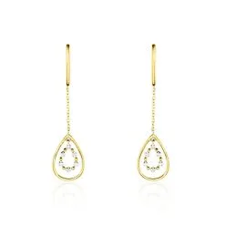 Histoire D'Or Boucles D'oreilles Pendantes Marganela Or Jaune Diamant