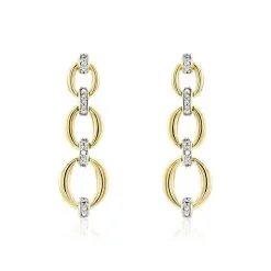 Histoire D'Or Boucles D'oreilles Pendantes Abban Or Jaune Diamant