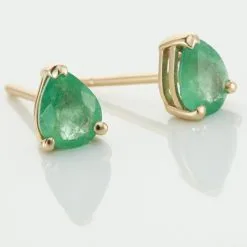 Histoire D'Or Boucles D'oreilles Puces Or Jaune Isador Emeraude -Boucles d'oreilles Bracelet Soldes B3OFJEV114 view2