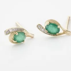 Histoire D'Or Bijoux D'oreilles Emotion Or Jaune Emeraude Diamant -Boucles d'oreilles Bracelet Soldes B3OFJEV116 view2