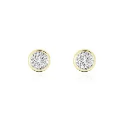 Histoire D'Or Boucles D'oreilles Puces Edmee Cercle 0 Or Jaune Strass