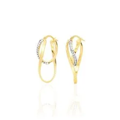 Histoire D'Or Créoles Luna Or Jaune Strass -Boucles d'oreilles Bracelet Soldes B3OFJPW324 view1