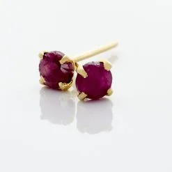 Histoire D'Or Boucles D'oreilles Puces Elea Serti Griffe Or Jaune Rubis -Boucles d'oreilles Bracelet Soldes B3OFJRR004 view2