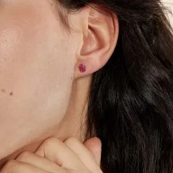 Histoire D'Or Boucles D'oreilles Puces Ovale Or Jaune Rubis -Boucles d'oreilles Bracelet Soldes B3OFJRR017 model1