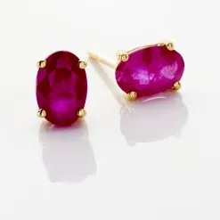 Histoire D'Or Boucles D'oreilles Puces Ovale Or Jaune Rubis -Boucles d'oreilles Bracelet Soldes B3OFJRR017 view2